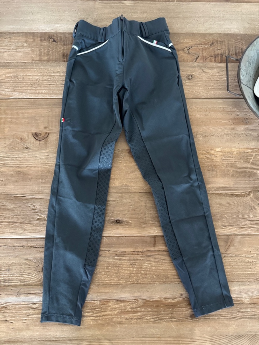 For Horses Grey Equestrian Riding Breeches with Silicone Grip Panels